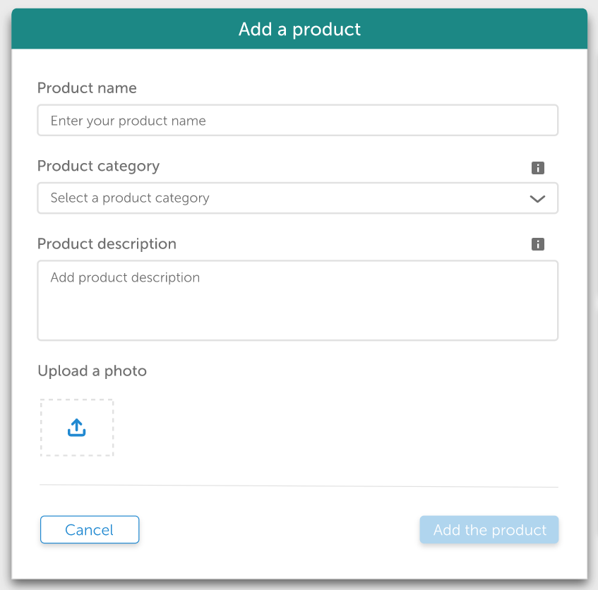Screenshot of Add product window