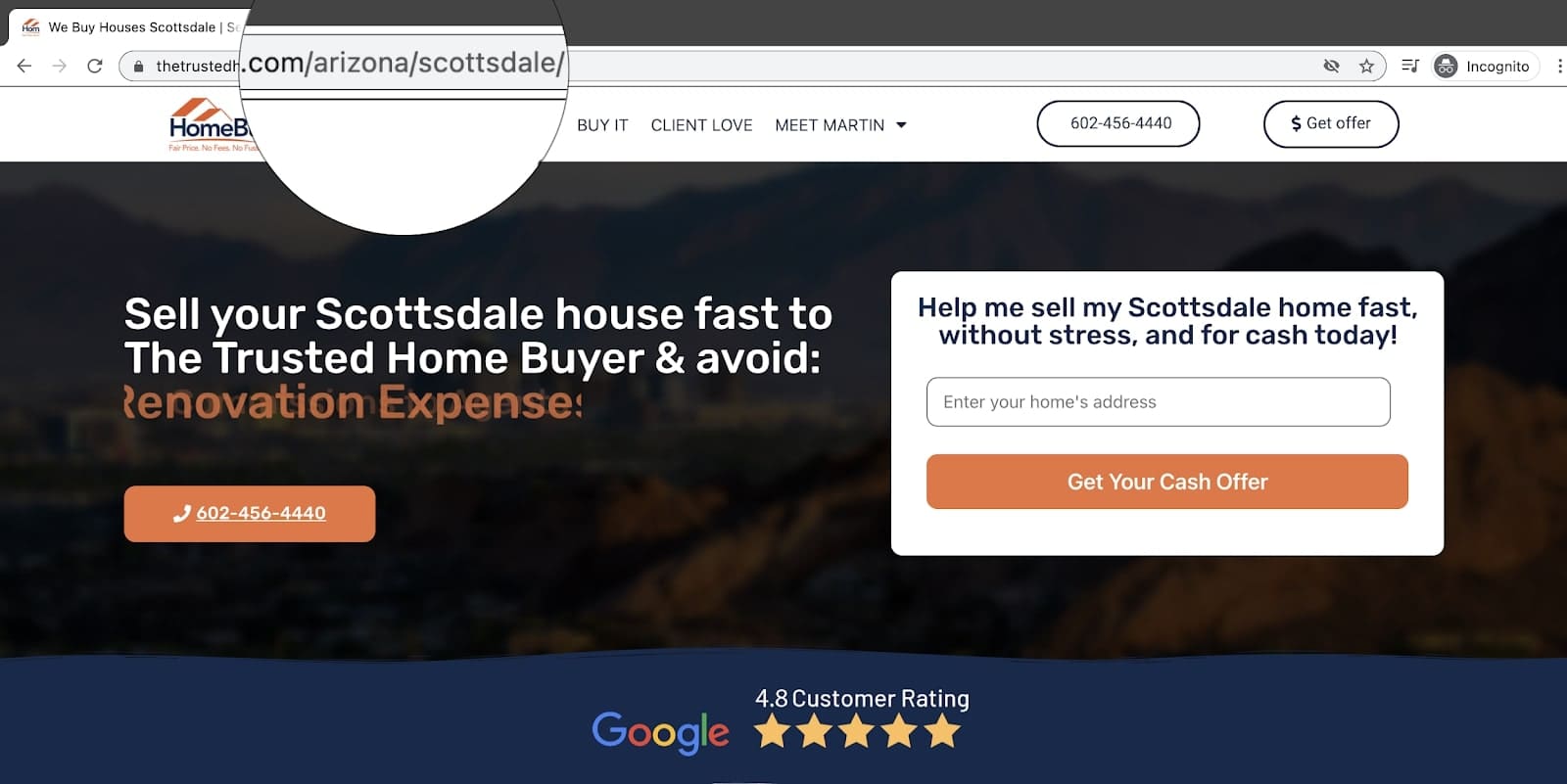 example of a SEO friendly url on a website with domain: www.site/arizona/scottsdale